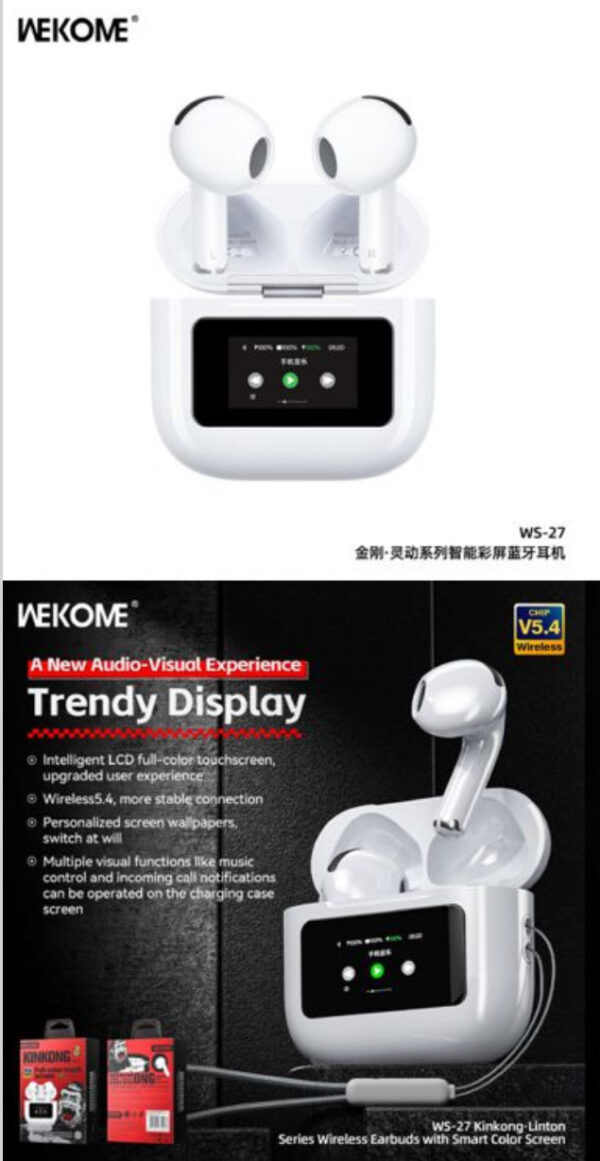 WIRELESS EARBUDS WITH SMART COLOR SCREEN WS-27