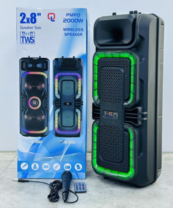 2+8INCH TROLLEY PORTABLE KARAOKE SPEAKER WITH MIC