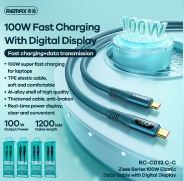 100W 1.2M ELASTIC DATA CABLE WITH DIGITAL DISPLAY