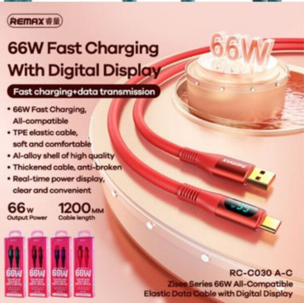 ELASTIC DATA CABLE66W WITH DISPLAY TYPE-C TO TYPE-C